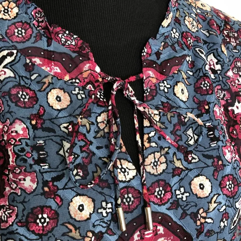 WHBM blue and pink floral Mandela print shift dress size Medium